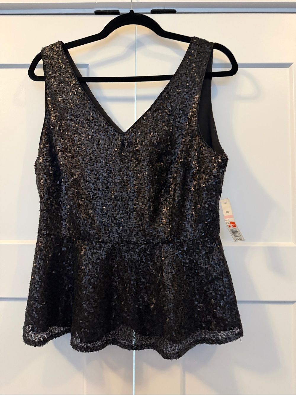 NWT The Limited Black Sequin Peplum Top Size 10 MSRP $99